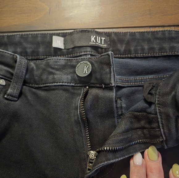 KUT From The Cloth Donna Ankle Skinny Raw Hem Black Size 10 - Picture 4 of 7
